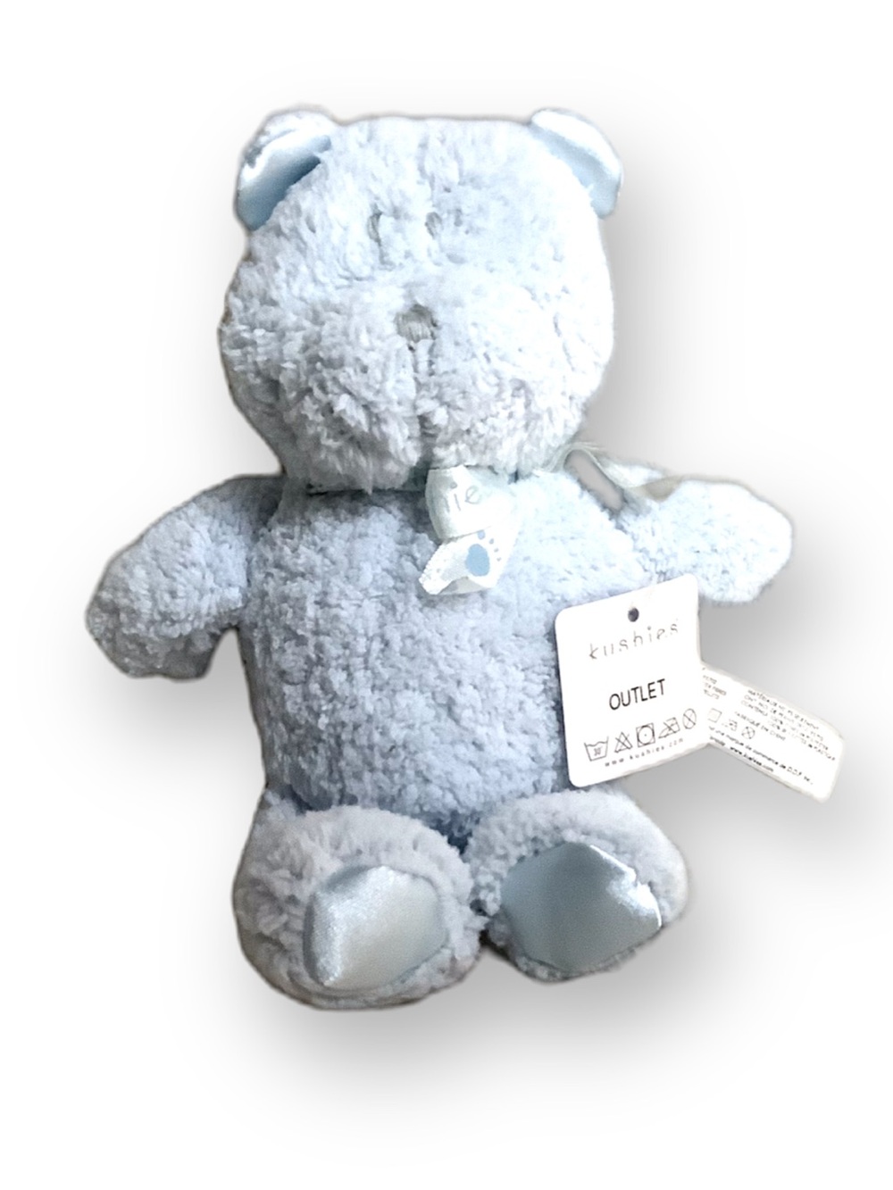 Kushies Blue Bear Stuffed Animal Plush 8in Embroidered Face